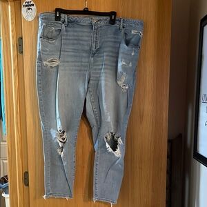 Abercrombie Distressed Light Blue Ankle Jeans